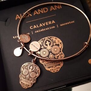 Alex and Ani Calavera Rose Gold Bangle Bracelet
